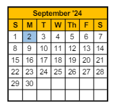 District School Academic Calendar for Jefferson Elementary School for September 2024