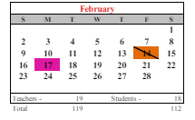 District School Academic Calendar for Pilgrim High School for February 2025
