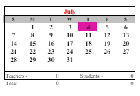 District School Academic Calendar for Pilgrim High School for July 2024