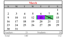 District School Academic Calendar for Pilgrim High School for March 2025