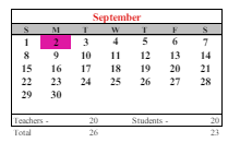 District School Academic Calendar for Norwood School for September 2024