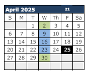 District School Academic Calendar for Chaparral Elementary School for April 2025