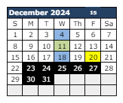 District School Academic Calendar for Chaparral Elementary School for December 2024