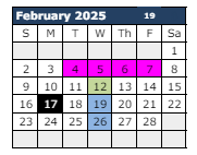 District School Academic Calendar for Chaparral Elementary School for February 2025