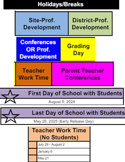 District School Academic Calendar Legend for Chaparral Elementary School