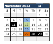 District School Academic Calendar for Chaparral Elementary School for November 2024