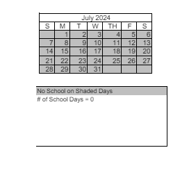 District School Academic Calendar for Peavine Elementary School for July 2024