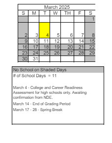 District School Academic Calendar for Echo Loder Elementary School for March 2025