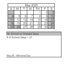 District School Academic Calendar for Echo Loder Elementary School for May 2025