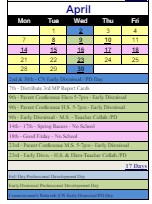 District School Academic Calendar for Margaret M. Generali Elementary Scho for April 2025