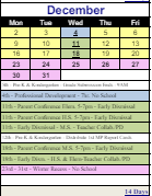 District School Academic Calendar for Margaret M. Generali Elementary Scho for December 2024