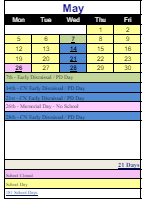 District School Academic Calendar for Margaret M. Generali Elementary Scho for May 2025