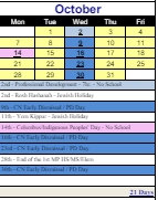 District School Academic Calendar for Margaret M. Generali Elementary Scho for October 2024