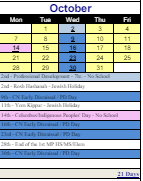 District School Academic Calendar for Maloney Interdistrict Magnet School for October 2024