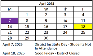 District School Academic Calendar for Miguel Juarez Middle School for April 2025