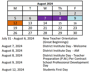 District School Academic Calendar for Miguel Juarez Middle School for August 2024