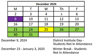 District School Academic Calendar for Miguel Juarez Middle School for December 2024