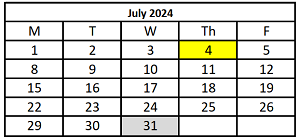 District School Academic Calendar for Miguel Juarez Middle School for July 2024