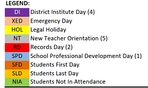 District School Academic Calendar Legend for Miguel Juarez Middle School