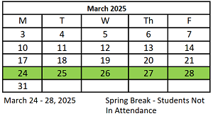 District School Academic Calendar for Miguel Juarez Middle School for March 2025
