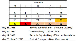 District School Academic Calendar for Miguel Juarez Middle School for May 2025