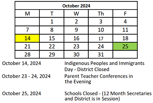 District School Academic Calendar for Miguel Juarez Middle School for October 2024