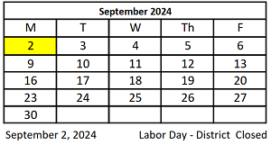 District School Academic Calendar for Miguel Juarez Middle School for September 2024
