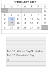 District School Academic Calendar for Syracuse Elementary School for February 2025