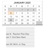 District School Academic Calendar for Syracuse Elementary School for January 2025