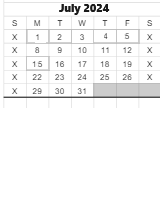 District School Academic Calendar for Syracuse Elementary School for July 2024