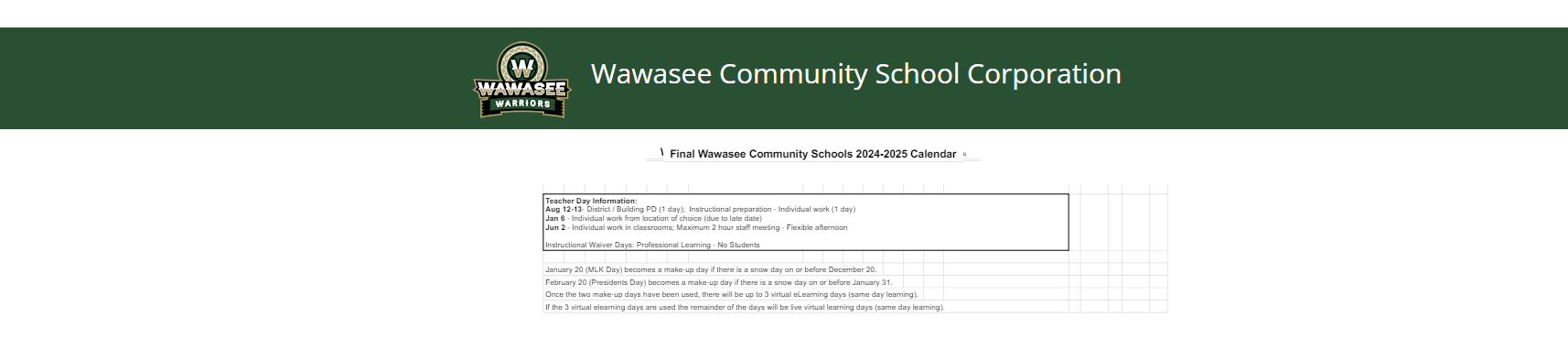 District School Academic Calendar Key for Syracuse Elementary School