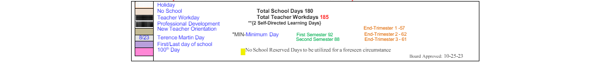District School Academic Calendar Key for Transition Learning Center