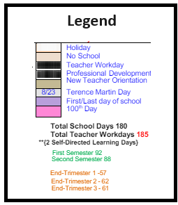 District School Academic Calendar Legend for Nystrom Elementary