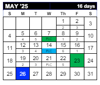 District School Academic Calendar for Eastwood Elementary School for May 2025
