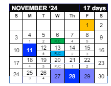 District School Academic Calendar for Eastwood Elementary School for November 2024
