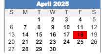 District School Academic Calendar for East Junior High School for April 2025
