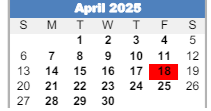 District School Academic Calendar for Jackson Elementary School for April 2025