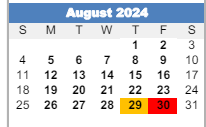 District School Academic Calendar for Jackson Elementary School for August 2024