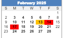 District School Academic Calendar for East Junior High School for February 2025