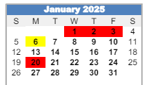District School Academic Calendar for East Junior High School for January 2025