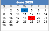 District School Academic Calendar for East Junior High School for June 2025