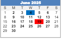 District School Academic Calendar for Jackson Elementary School for June 2025