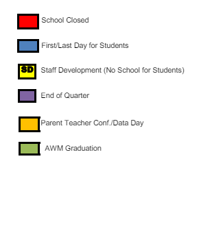 District School Academic Calendar Legend for East Junior High School