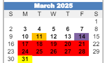 District School Academic Calendar for Jackson Elementary School for March 2025