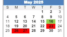 District School Academic Calendar for East Junior High School for May 2025