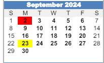 District School Academic Calendar for Jackson Elementary School for September 2024
