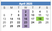 District School Academic Calendar for Western High School for April 2025
