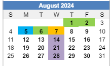 District School Academic Calendar for Western High School for August 2024