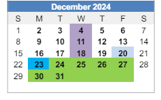 District School Academic Calendar for Western High School for December 2024