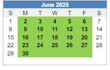 District School Academic Calendar for Western High School for June 2025